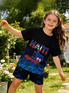 Cute Digital Print Set for Girls, Casual Fitted, Perfect Gift for Daily Wear & Outdoor Sports, Sweet and Adorable Clothing