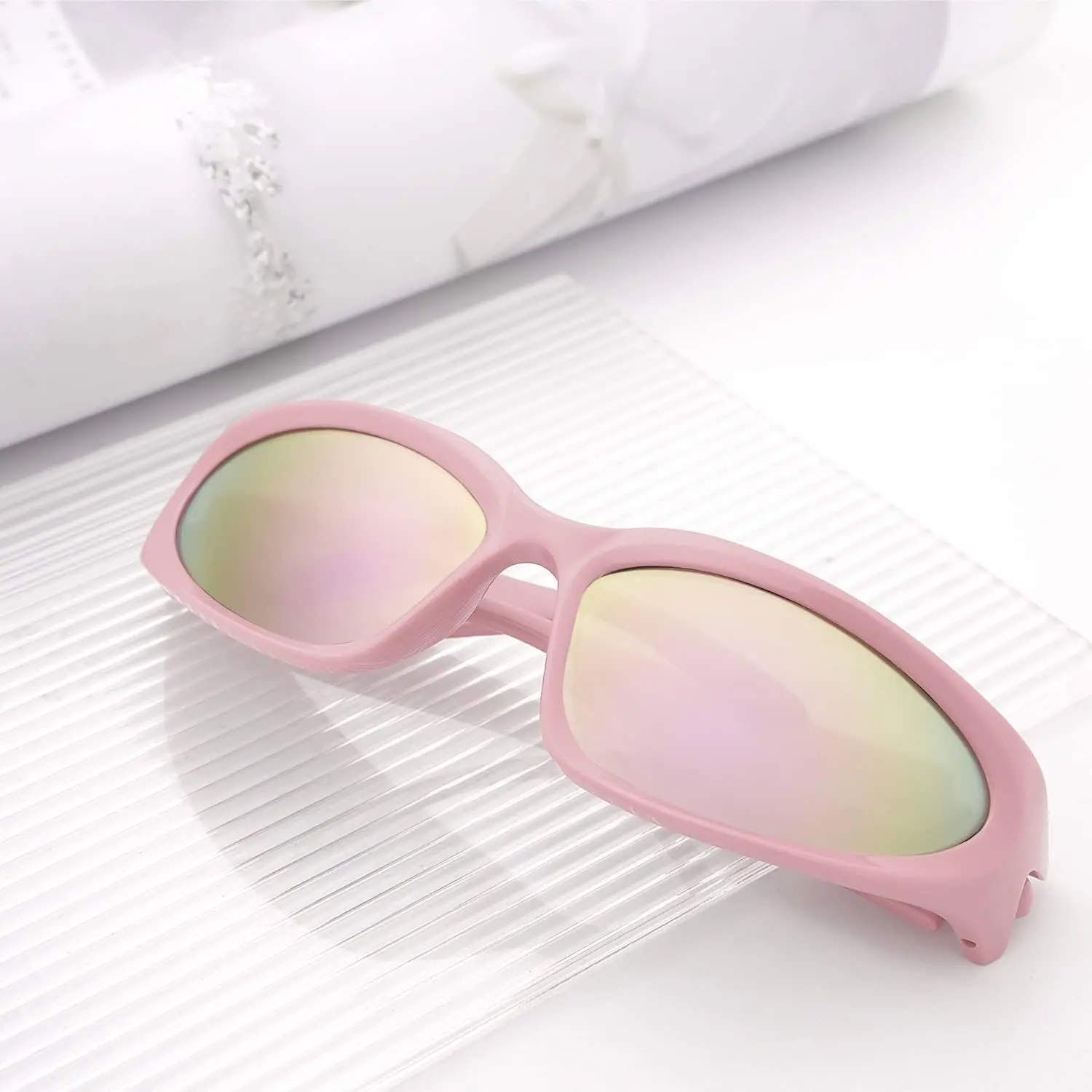 Futuristic Pink Y2K FUTURISTIC Sunglasses NEW Y2K Pink Shield Sunglasses Women main image 2
