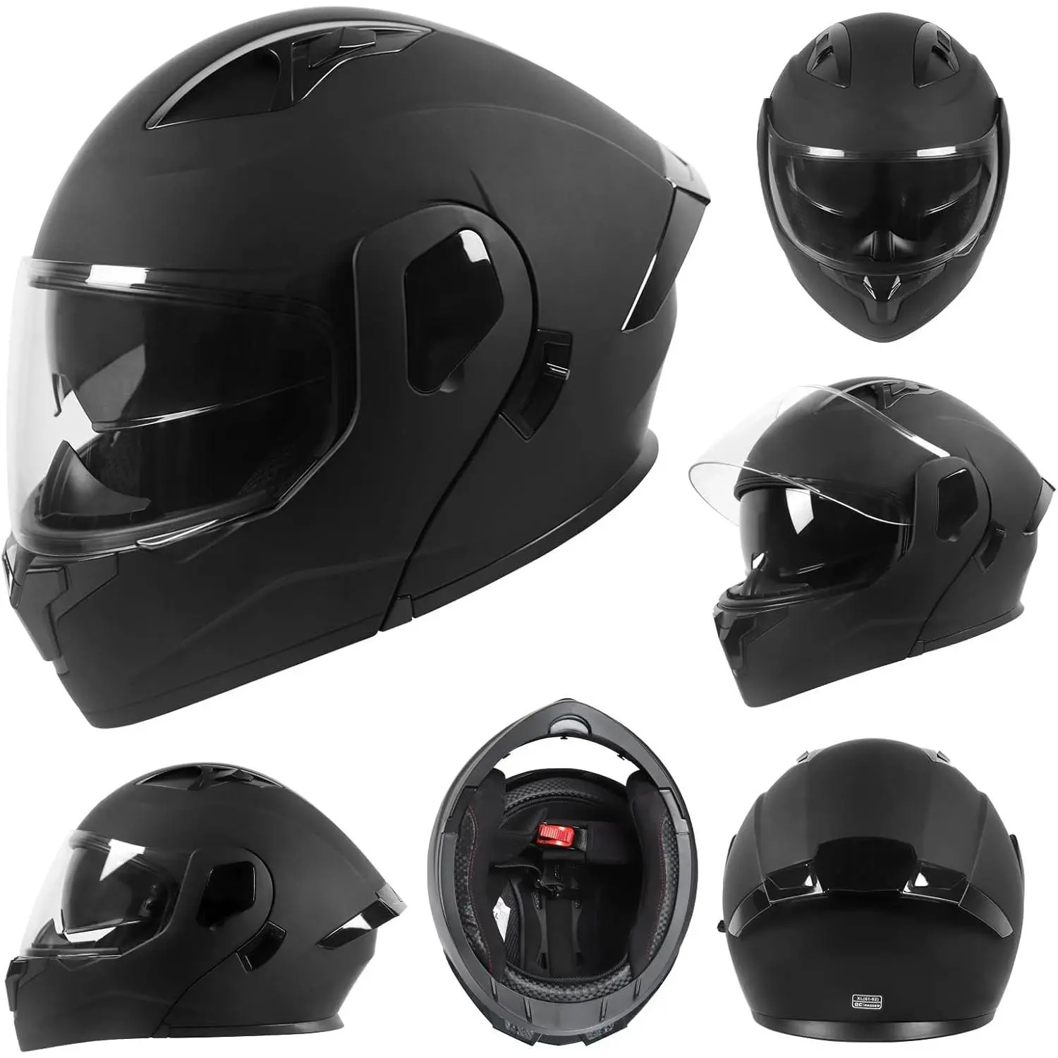 DOT Approved Modular Motorcycle Helmet for Adults - Sporty Flip-Up with Dual Visor, Adjustable Airflow, Solid Shell, Motocross Protective Gear for Dirt Bike & Snowmobiles, Includes Gloves & Mask