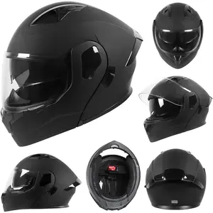 Adult Modular Motorcycle Helmet, DOT-Approved Flip-Up Dual Visor Full-Face Sporty Protective Gear for Men & Women, Includes Gloves & Mask (Ideal for Moto, ATV Use)