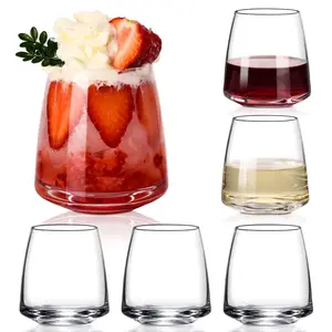 Stemless Wine Glasses Set of 6-14.5oz Hand Blown Heavy Red White Wine Glasses Unique stemless Wine Glasses gifts Drinkware