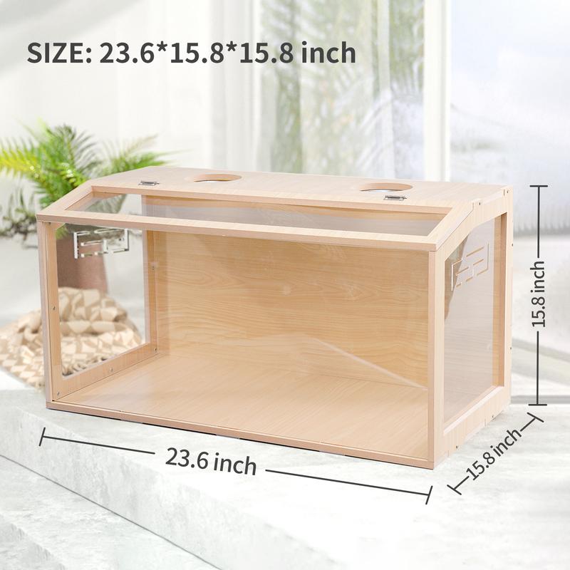 23.6 inch Wooden Hamster Cage,  Openable Top, Ventilated, Easy to Clean, 50-60 PCS Natural Rabbit Chew Toys, Treats, Timothy Sticks, Apple Sticks, Sweet Bamboo for Guinea Pig, Hamster, Chinchilla, Rat, Small Animals Bunny