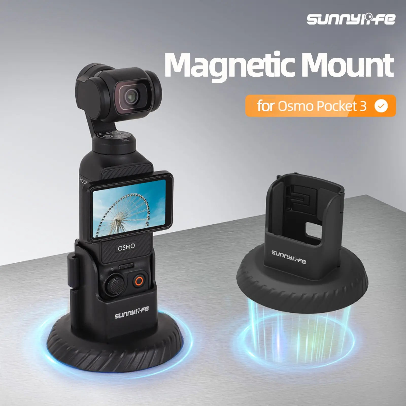 for DJI Osmo Pocket3 Magnetic Mount, Vlogging Bracket, Photography Tool, Camera Accessories, Lightweight Design, 360 Rotatable Handheld Stabilizer, Quick to Install and Remove, Ideal Gift for Pocket3 User, Outdoor Sports, Campus Photography