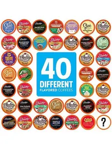 Two Rivers Coffee 40ct Flavored Coffee Pods Sampler-40 Flavors Two Rivers Coffee 40ct Flavored Coffee Pods Sampler-40 Flavors