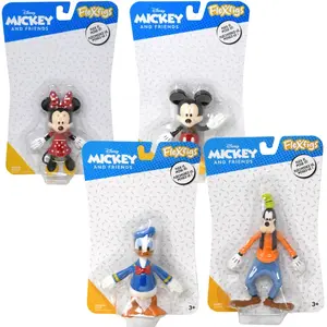 MATTEL Disney Mickey & Friends Flexfigs Bendable Figure Toy Set – Mickey, Minnie, Donald & Goofy Collectibles