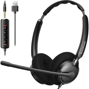 Rownfusny R06S Wired USB Headset With Noise-Canceling Mic