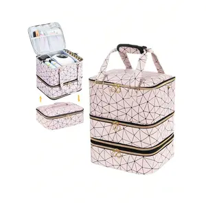 Nail Polish Organizer, Handheld Double Layer Organizer Holds 30 Bottles (15 Ml/0.5 Floz) With Adjustable Dividers For Nail Polish Small Manicure Lamp Manicure Tools Essential And Travel,Girls And Women Nail Art, Essential Oil