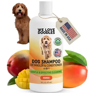 We Love Doodles Mango Dog Shampoo 4-in-1, Natural Formula with Lavender Scent, Cleans, Conditions, Detangles, Moisturizes, for All Breeds Puppies and Sensitive Skin, 16 oz