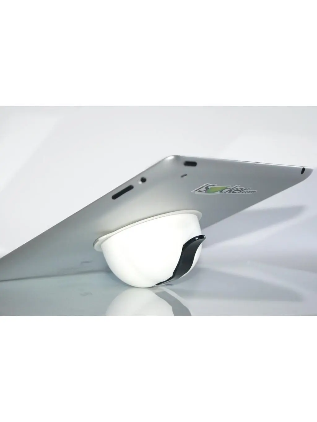 iSucker iPad/Tablet Stand and Ergonomic Holder - White with Black Lever