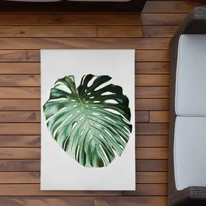 Begin Home Decor C1ROAR23OZMU6N 2 x 3 ft. Monstera Leaf Rug - Exotic Botanical Outdoor Home Decor - Rectangle
