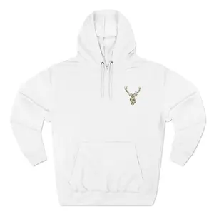 Camo Buck Hunting Fleece Hoodie, Western Camouflage Sweatshirt, Outdoor Hunting Apparel, Three-Panel Hooded Sweatshirt, Camo Deer Hunter