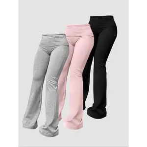 Women's Solid Flare Leg Pants, Casual Comfy Bell Bottom Trousers for Daily Wear, Ladies Bottoms for All Seasons, Pants for Women, Going Out Bottoms, Womenswear