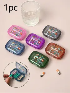 Portable Minimalist Medicine Bag with Cross and Letter Design, 3 Compartment Pill Box for Home and Travel, Waterproof Moisture-Proof Container, Vitamin Organizer, Supplement Organizer