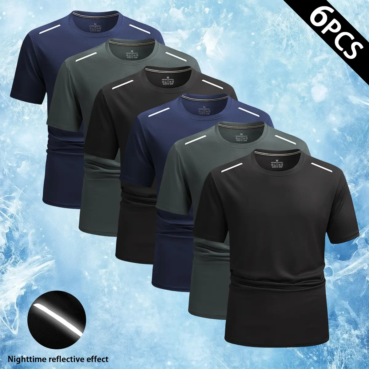 Men's 3-Piece Set Quick-Dry Sporty Chic Athletic T-Shirts - Lightweight, Breathable Short-Sleeve Crew Neck Tops with Reflective Stripe for Gym, Outdoors, Casual Wear