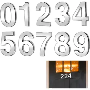 10 count 4 Inch High House Numbers 0-9, Self-adhesive  Mailbox Numbers Door Address  Number Stickers Sign for Apartment Mailbox Sign Office Hotel Room,  Electroplated Plastic