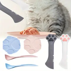 6Pcs Silicone Cat Food Can Cover Set - Reusable Silicone Pet Food Can Lid with Feeding Spoon and Function Opener for Fresh-Keeping Pet Tableware - Home Improvement.