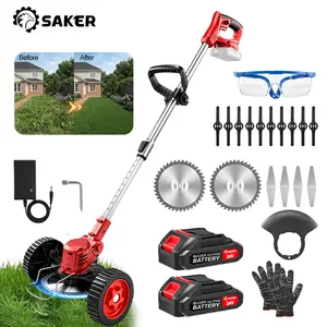 Saker 3-in-1 Trimmer Pro with 2 Batteries + 24pcs Kit  Adjustable Length & 3 Blade Types for Lawn & Garden Maintenance Cordless Portable Design