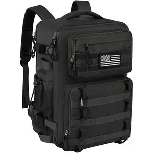 25L Military Tactical Bag Backpack for Men, Heavy Duty Molle Daypack 3 Day Bug Out Backpacks Molle Army Large Rucasack Travel Hiking With Bottle Holder (Black)