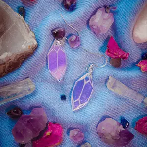 Iridescent Crystal Earrings - Sparkling Acrylic Laser Cut Design, Hypoallergenic Hooks, Lightweight Comfortable Wear, Fun Radiant Glow for Women