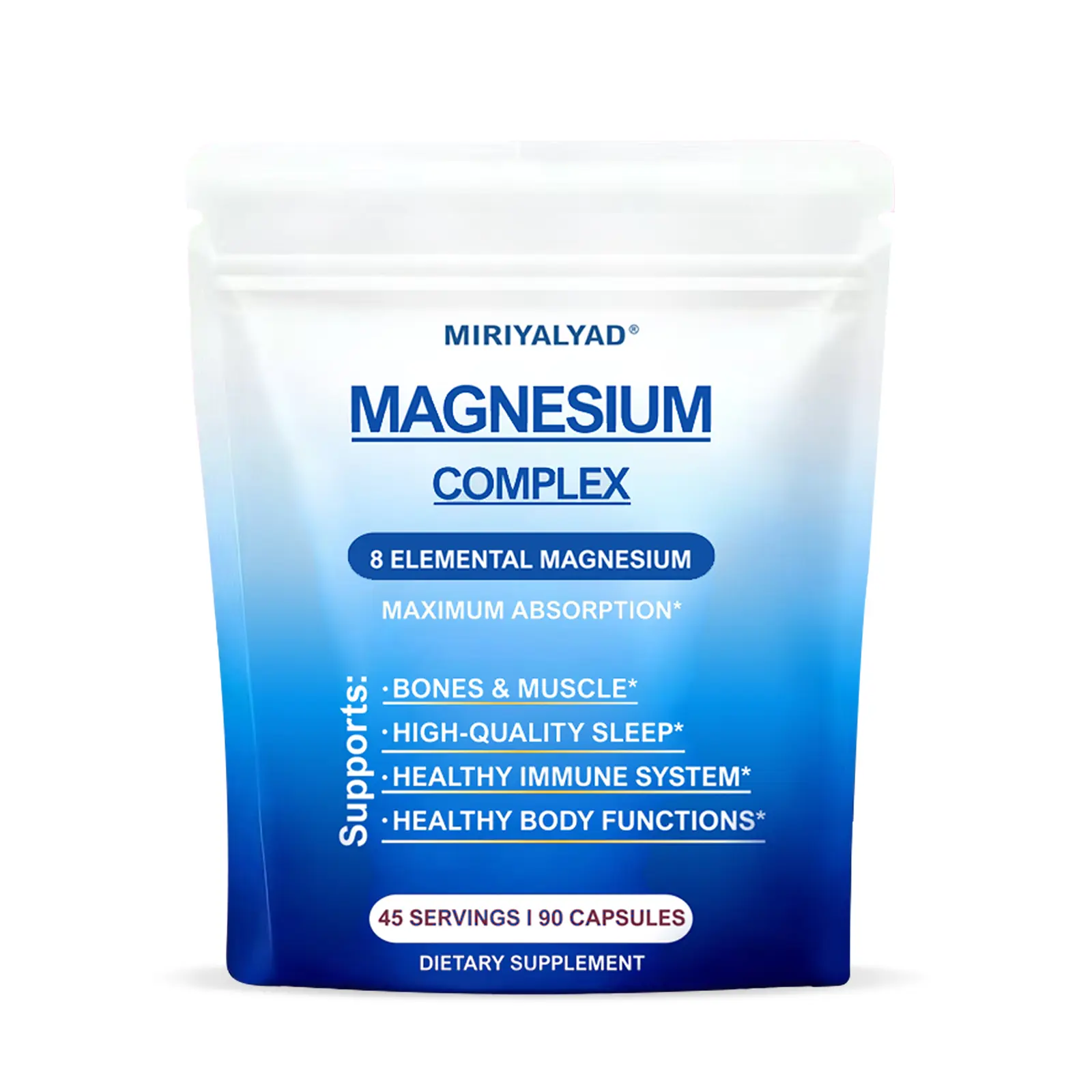 Miriyalyad High-Efficiency Magnesium Glycinate & Malate Blend Dietary Supplement - 90 Vegetarian Capsules, Maximum Absorption, Restorative Sleep Support, Muscle Repair