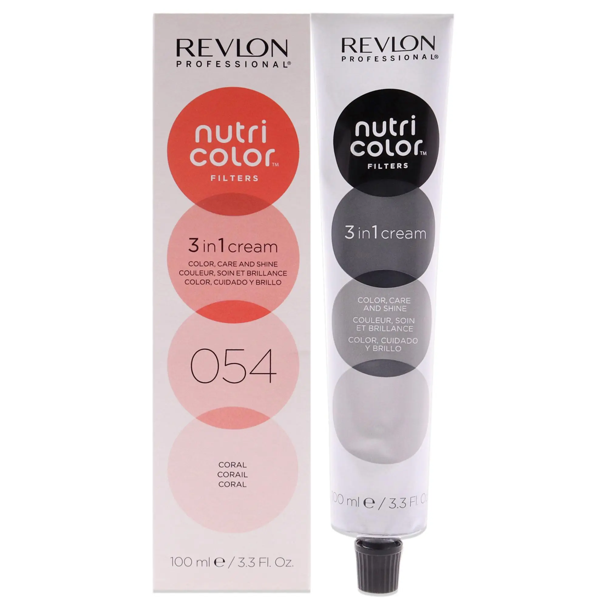 Revlon Nutri Color Cream - 054 Coral, Unisex 3-in-1 Hair Color for Hair Care, 3.3 fl oz Single Tube with Apply Cream Feature