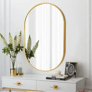 Bathroom Mirror for Wall,20''x28'' Oval Mirror for Bedroom Entryway Bathroom, Metal Framed Vanity Mirror