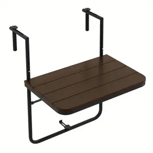 Gymax Folding Hanging Table Outdoor Railing Table w/ 3-Level Adjustable Height