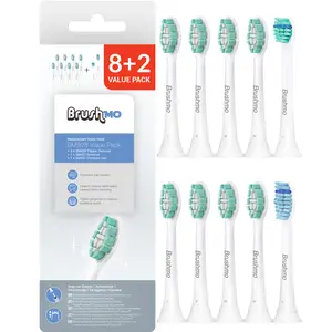 Brushmo Replacement Toothbrush Heads Compatible with Philips Sonicare Electric Toothbrush HX9023 HX6053 HX6023, 8 Plaque Removal Heads, 1 Compact Head, 1 Extra Soft head, 10 pack