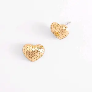 Nice & Bella 4 layers 18k gold plated earrings heart bubble texture modern design