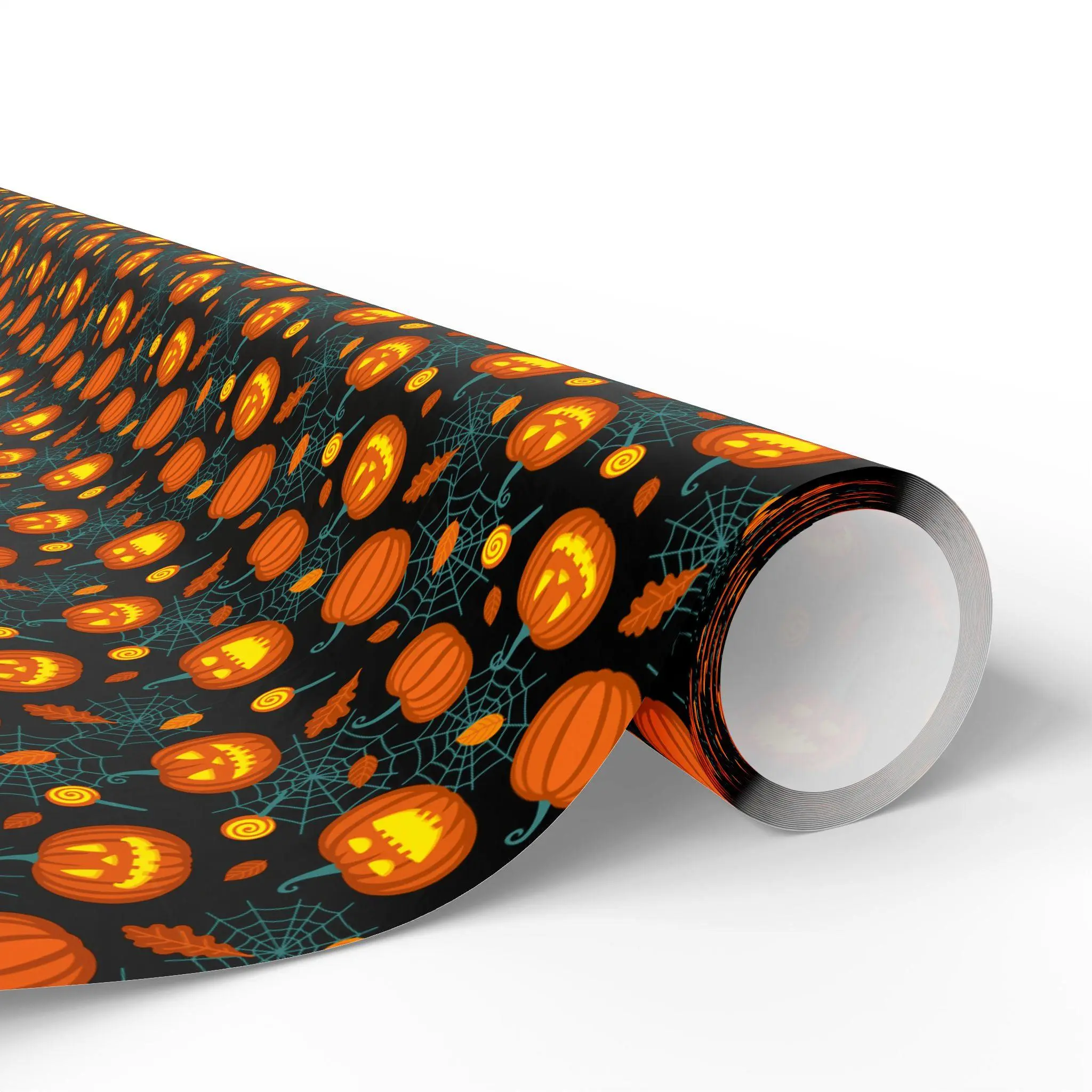 Halloween Web Pumpkins Wrapping Paper | Holiday Gift Wrapping Paper Roll