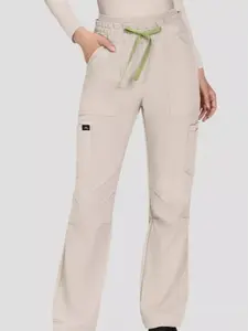 koi Solis Freda Women's 8-Pocket STRETCH Rib-Knit Double Waist Straight Leg Cargo Scrub Pant - Petite