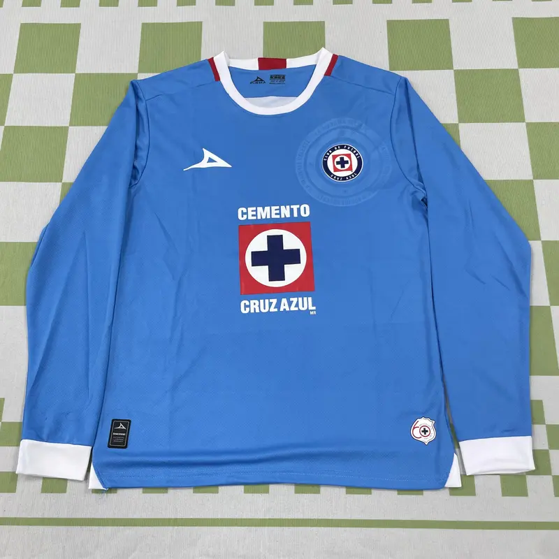 24 25 MEXICO CRUZ AZUL LIGA MX Home Long Sleeve Soccer Jersey Quick Dry Fan Edition