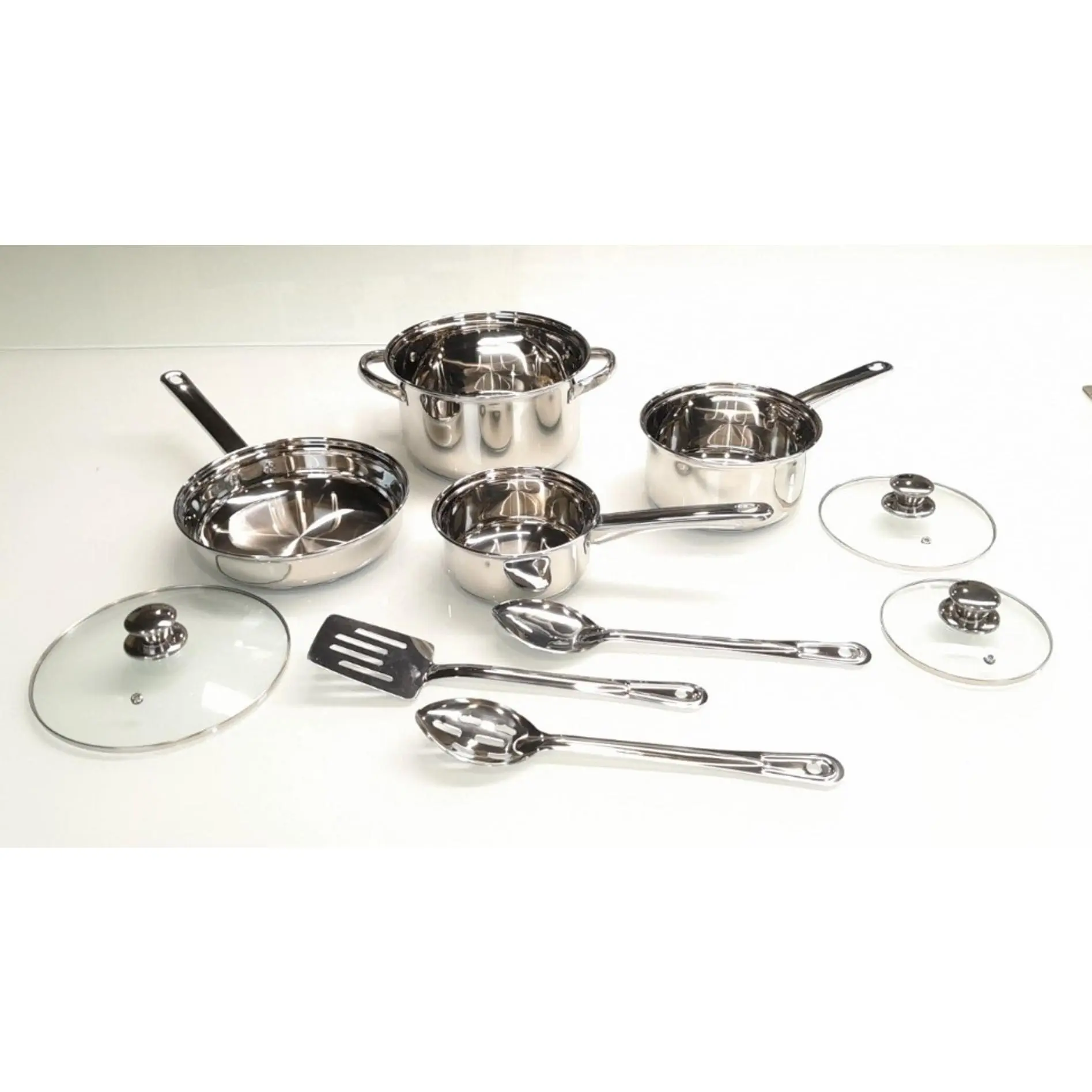 Mainstays Stainless Steel 10-Piece Cookware Set with Lids and Utensils