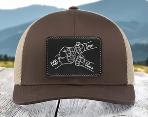 Custom Fathers Day Gift, Custom Richardson 112 Hat, Dad & Kids Fist Bump with Personalized Names, Father’s Day Gift, Custom Dad Hat