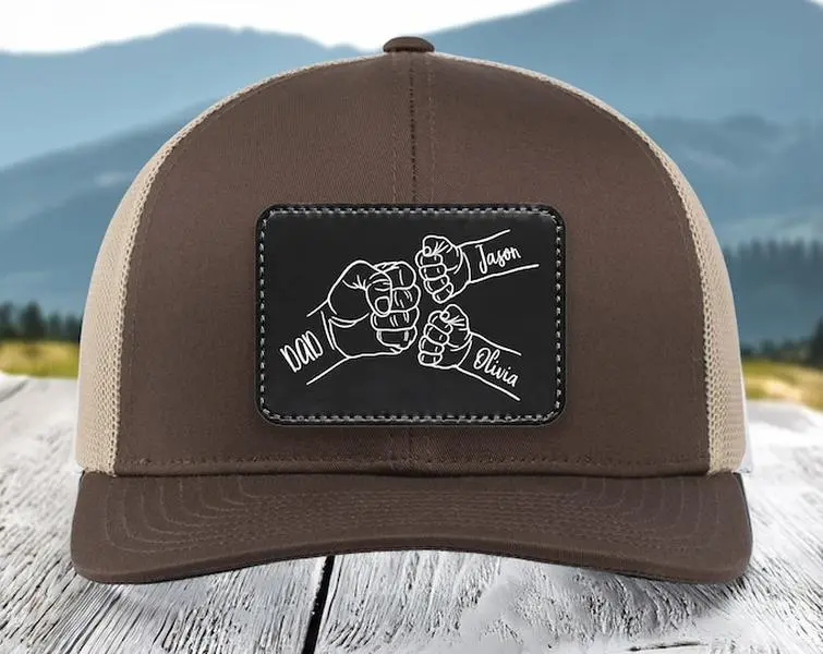 Custom Fathers Day Gift, Custom Richardson 112 Hat, Dad & Kids Fist Bump with Personalized Names, Father’s Day Gift, Custom Dad Hat