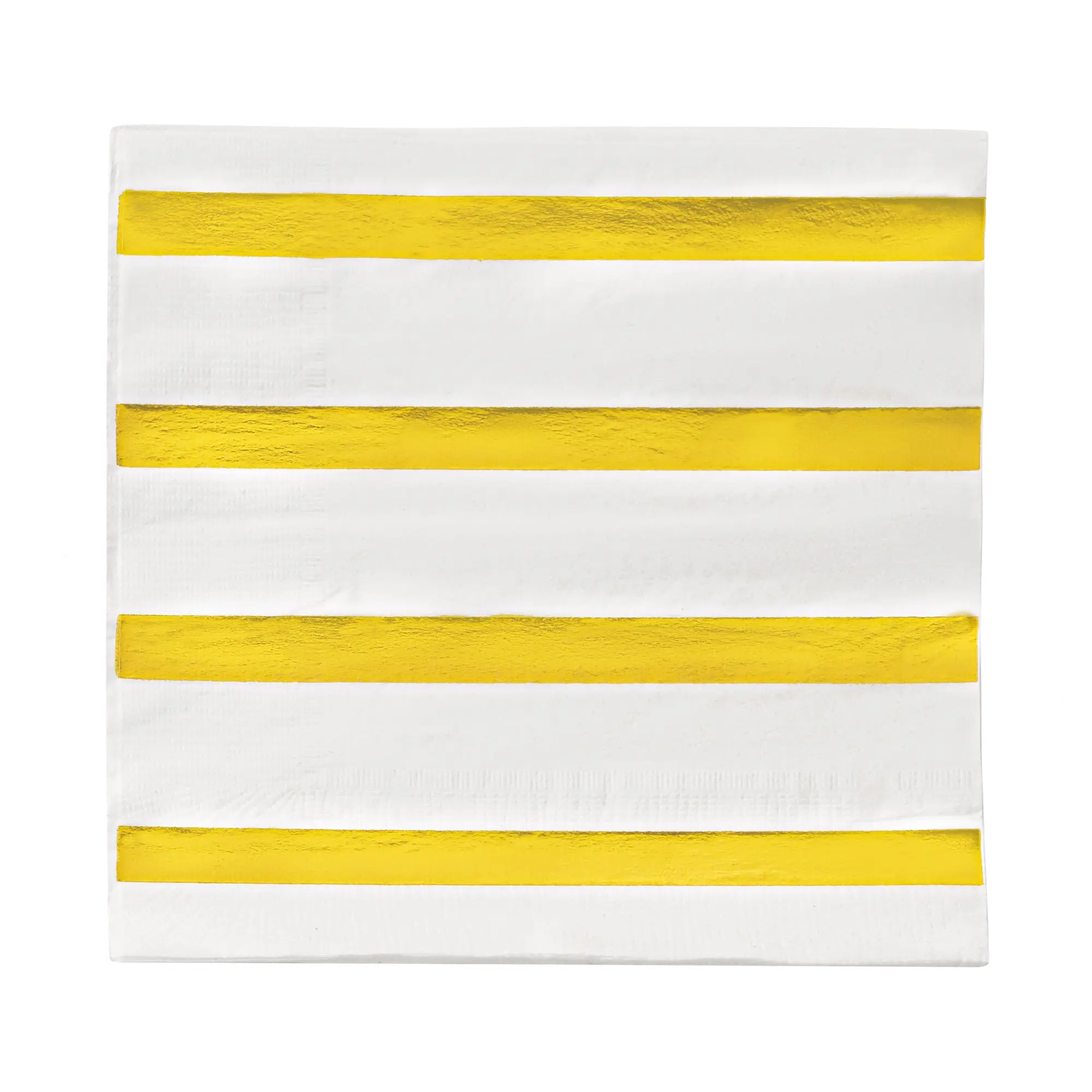 White with Gold Stripes Paper Beverage/Cocktail Napkins