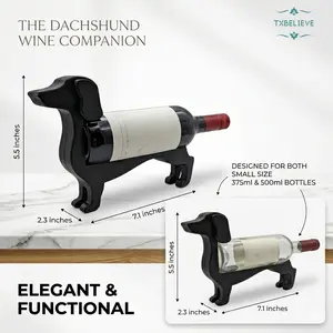 Novel Dachshund Wine Racks Countertop for Holiday Ornament, Wine Bottle Holder for Dog Lovers Tabletop Decoration (Dachshund, 7.1" L * 2.3" W * 5.5" H)