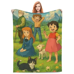 Popular Heidi Girl Of The Alps Anime Blanket Fleece Portable Soft Warm for Bedding Bedspread Outdoor Sofa Gift