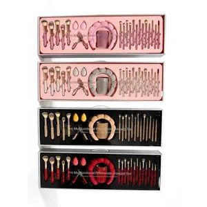 Professional Brush Set for Women TIKTOK VIRAL Rhinestone Makeup Brush Set 23pcs Sparkling Glitter Brushes Eyelash Curler Hairband Pink Red Silver Pro Beauty Tools for Flawless Looks Oily luxurious series Colorful Brush Set with Powder Puff  protip birthda