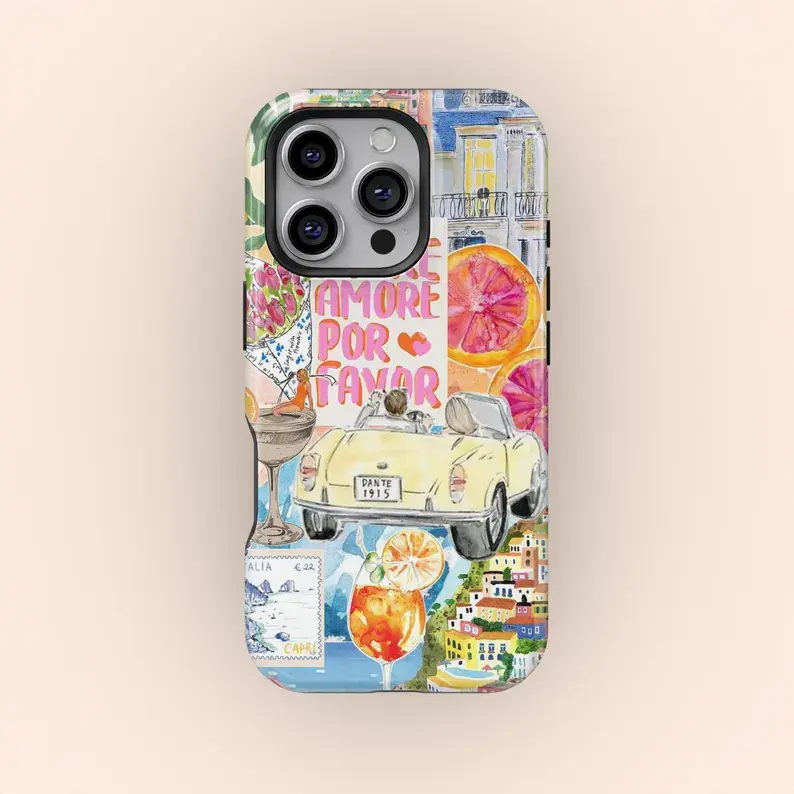 European Vintage Summer Smartphone Case - Handheld Cellphone Protection for iPhone 17/16/15/14/13/12/11 Pro Max, Elegant Lemon Lavender Collage Scrapbook Design for Samsung Galaxy S23/S24/S25 Devices, Casing, Cover,back to school,back to school haul