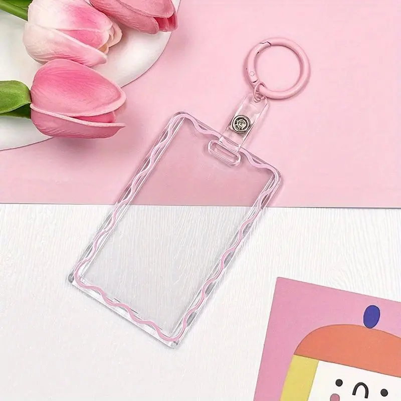 Transparent Hard Card Case, Student Campus Card Meal Card Protective Case Key Ring, Acrylic Card Holder, Badge Holder, Plastic Id Badge Holder, Id Holders For Badges - Durable Protective Case for Student ID, Meal Card and Office Supplies, Accessories
