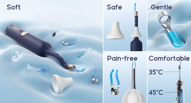 Ear Wax Removal Tool Camera, Flexible Wireless Ear Cleaner with Camera Otoscope Light, HD Painless Visual Ear Picker Tweezers Earwax Remover, Portable Safe Ear Cleaning Kit for Adults & Kids