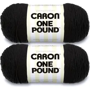 One Pound Black Yarn - 2 Pack of 454g/16oz - Acrylic - 4 Medium (Worsted) - 812 Yards - Knitting/Crochet