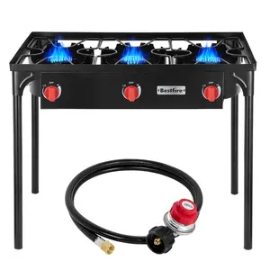 [SummerVibes] BESTFIRE 225K BTU Triple Burner Propane gas Stove High Pressure & Fast Heating – Portable with Detachable Legs/ Windpanel for Outdoor BBQ, Home Brewing & Frying backyard cooking tiktokshopspringglowup picnic cooker barbecue turkey