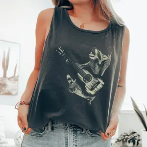Raccoon Rocking Out, Singing, Music, Guitar Comfort Colors Tank Top, Women's Comfort Colors Tank Top