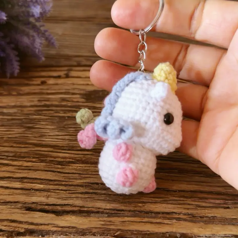 Mini Crochet Unicorn Keychain - Handmade Amigurumi Backpack Charm, Cute Knit Animal Key Ring, Pocket Unicorn Buddy, Gift for Unicorn Lovers