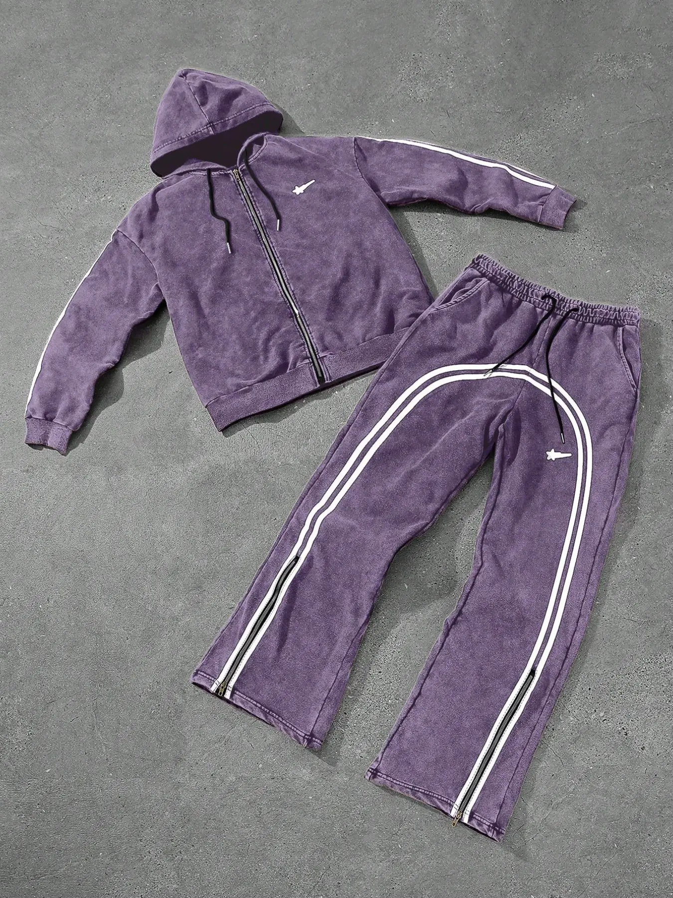 Men's Street Style Cotton Sportswear Hoodie Sweatshirt and Joggers Matching Set, Casual Oversized Loose-Fit Print Suit, Fall & Winter, Gift for Boyfriend