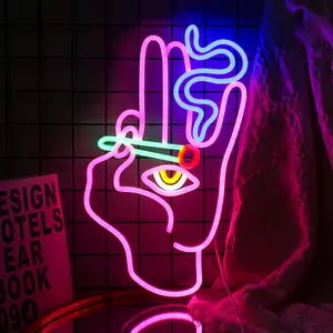 Creative Hand & Evil Eyes Design Neon Light, USB Powered Decorative Neon Sign, Atmosphere LED Neon Light For Home Party Decoration Wall Decor, Neon Accent Lights, Neon Lamps