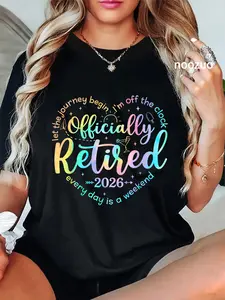 100% Cotton Retro Retired 2026 Heart Funny Retirement Women T-Shirt