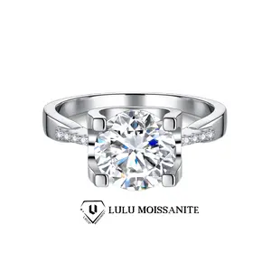 Classic Solitaire Lab Moissanite Ring for Women, Round Cut Synthetic Gemstone Engagement Jewelry Accessory, Moissanite Lab Created